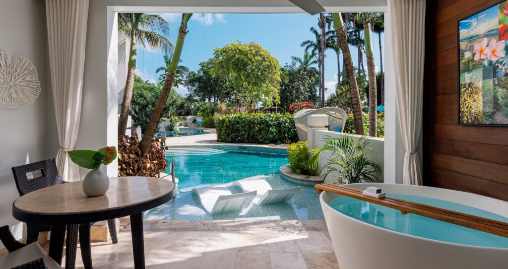 view of a swimup butler level room at Sandals Barbados