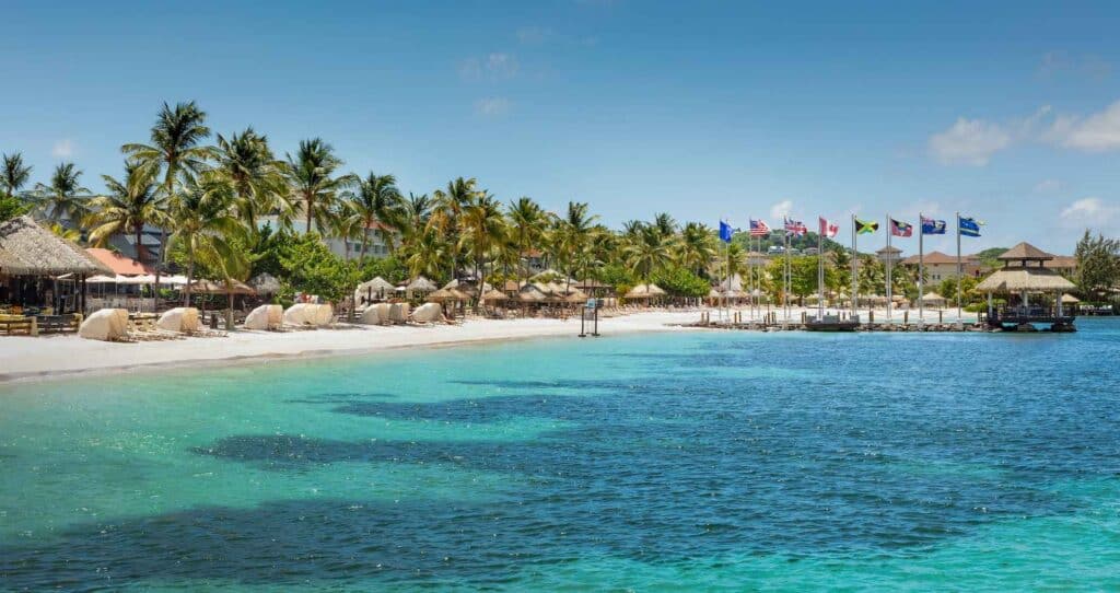 Arial view of the beach at Sandals Grande St. Lucian