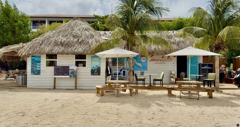 Exterior view of the dive shop at Sandals Royal Curacao